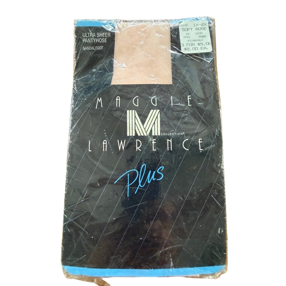 Maggie Lawrence Plus Ultra Sheer Pantyhose Soft Rose Sandalfoot 1X-2X Vintage